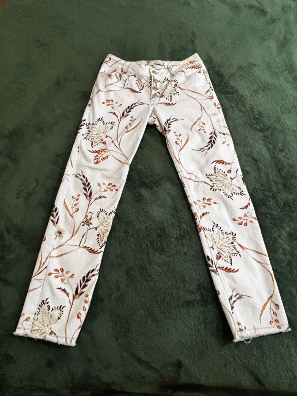 Dorothee Schumacher Botantical Print Pattern denim Pants raw cuff fall festival